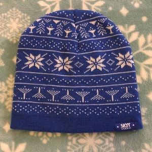 Blue Snowflake Beanie - Skyy Vodka brand